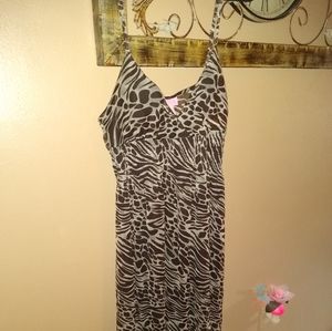 Animal print tank top dress, length is long.